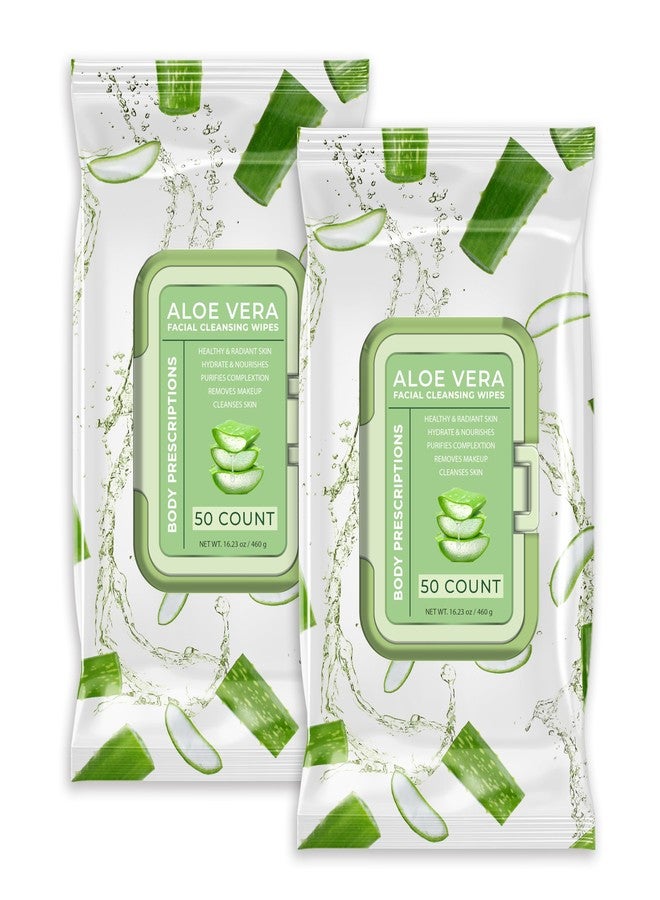 Body Prescriptions Body Prescription Makeup Cleansing Wipes - Gentle and Effective Face Wipes, 50 Count (Pack of 2), Aloe Vera - Image 1
