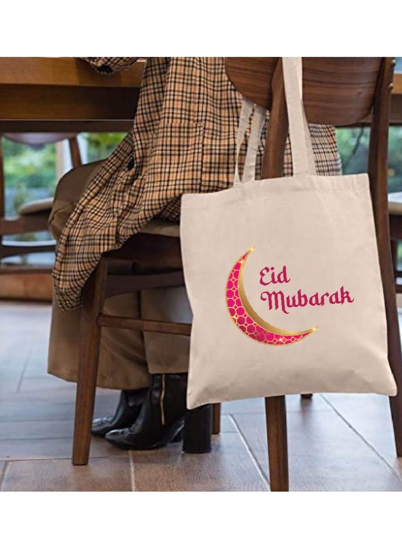 PRINTSHOP4ME Eid Cotton Shopper Bag - Reusable and Eco-Friendly Canvas Tote Bag for Women - Gift for Eid - Perfect for Shopping and Everyday Use - Celebrate Eid in Style  - Image 3