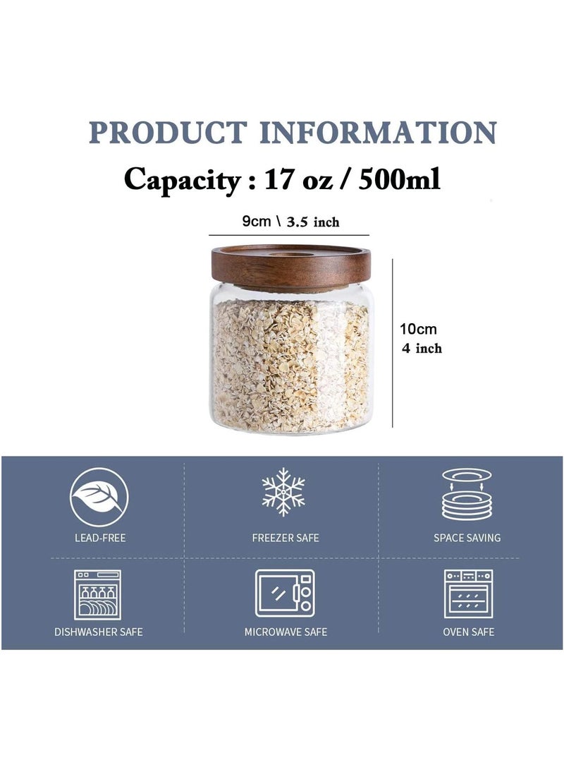 Airtight Glass Storage Jar with Acacia Wood Air-tight Lid ,3 Pack Borosilicate Glass Kitchen Canisters 500ml  - Image 2