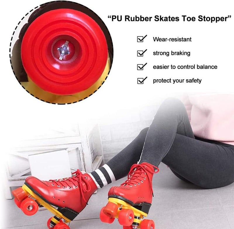 VNAKER PU Rubber Roller Skate Toe Stoppers 1 Pair with Screws - Image 3