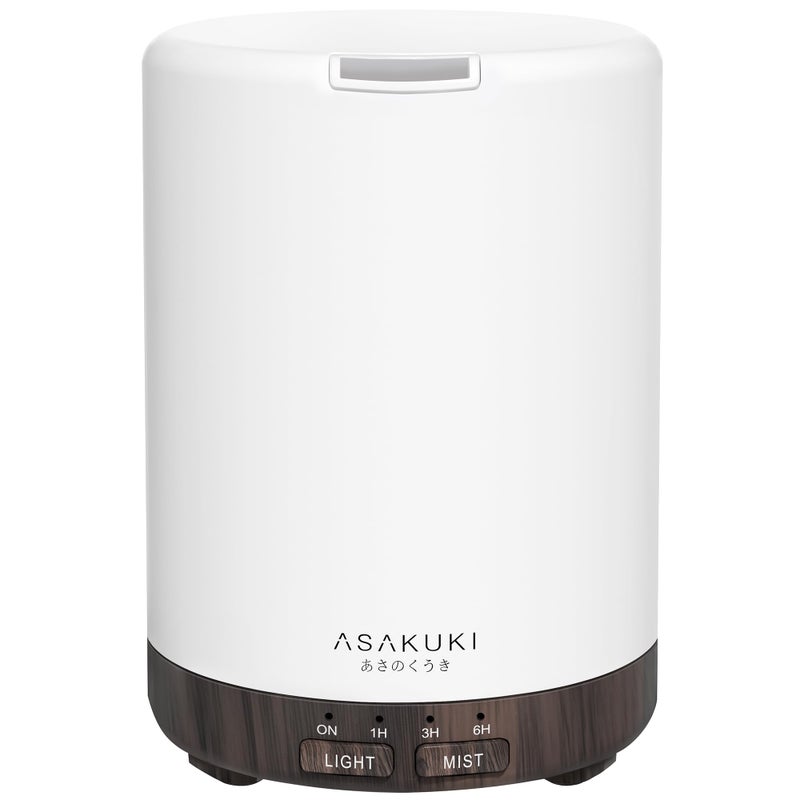 ASAKUKI موزع زيت عطري أساسي ASAKUKI سعة 300 مل، مرطب هادئ 5 في 1، موزع عطر منزلي مع 7 ألوان LED متغيرة وضوء وإيقاف تلقائي - بني داكن - Image 1