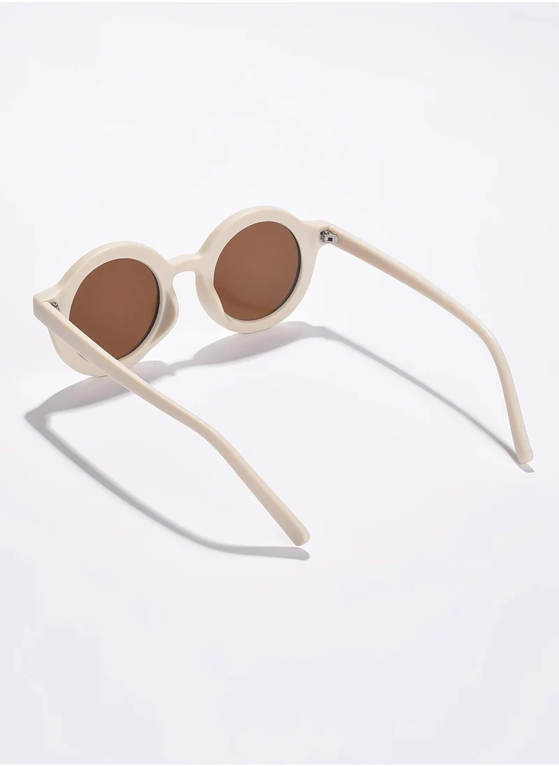 صوص هاوت Brown Lens White Oval Sunglasses