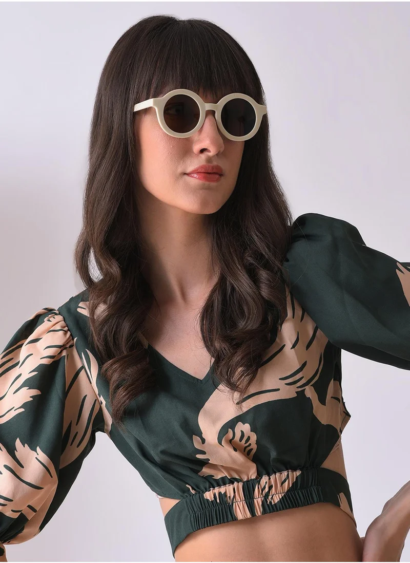 صوص هاوت Brown Lens White Oval Sunglasses