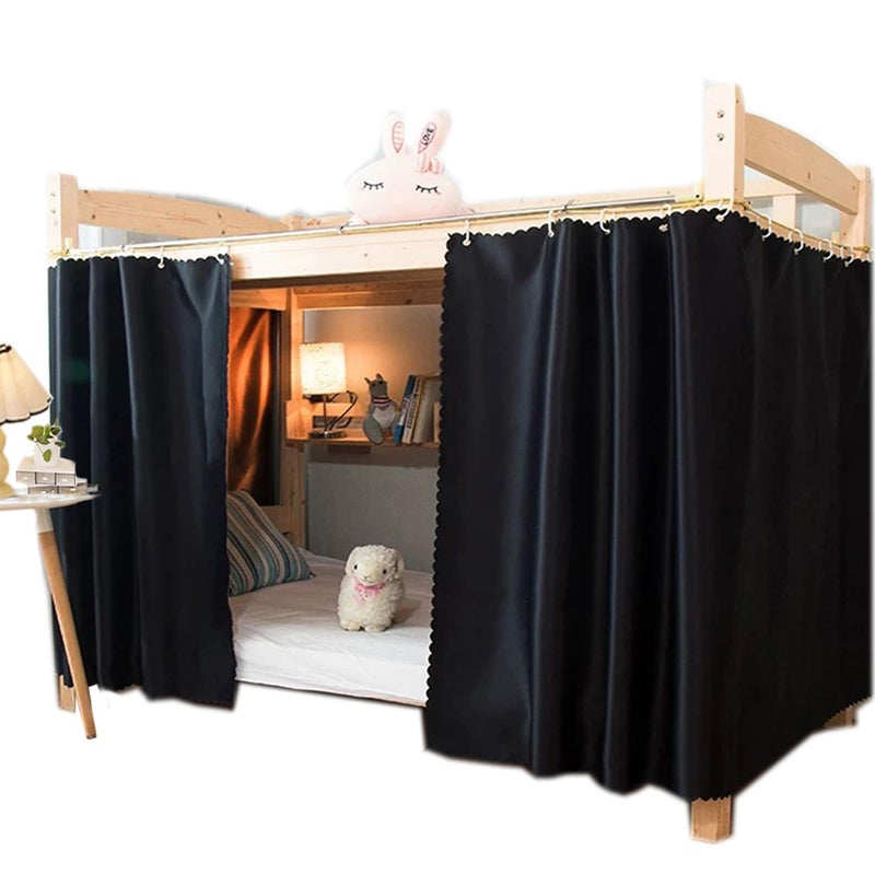 Qubanda Dorm Home Solid Thicken Bunk Blackout Bed Curtains Cloth Bed Canopy Students Single Sleeper1 Panel Black - Image 2