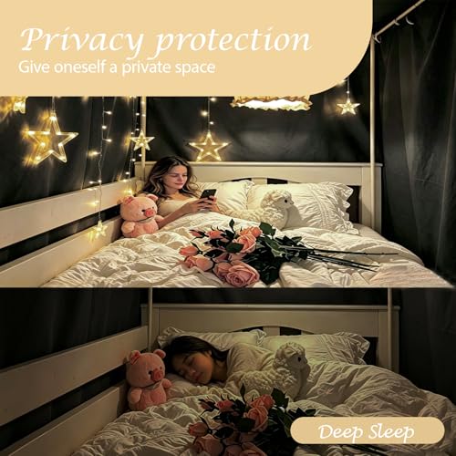 Qubanda Dorm Home Solid Thicken Bunk Blackout Bed Curtains Cloth Bed Canopy Students Single Sleeper1 Panel Black - Image 3