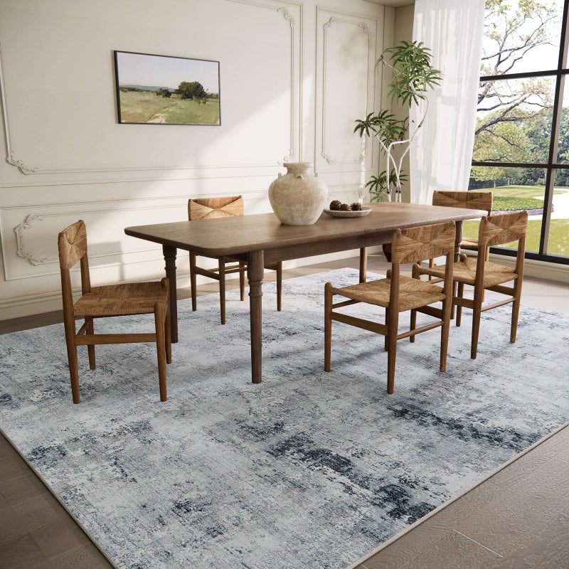 palohom Washable Living Room Area Rugs: 9'x12' Large Rug Stain Resistant Distressed Abstract Rug Non Slip Low Pile Faux Wool Soft Area Rug for Bedroom Bedside Indoor Kids Playroom Dorm Nursery Dining Room - Image 2