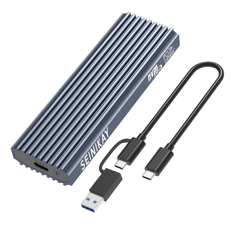 SEINIKAY M.2 NVME Enclosure, Tool-Free USB 3.2 Gen 2 (10 Gbps) to NVME Adapter with Heat Sink, 10Gbps Speed, Plug and Play, 16TB Expansion, with C-C to A Cable - Image 1