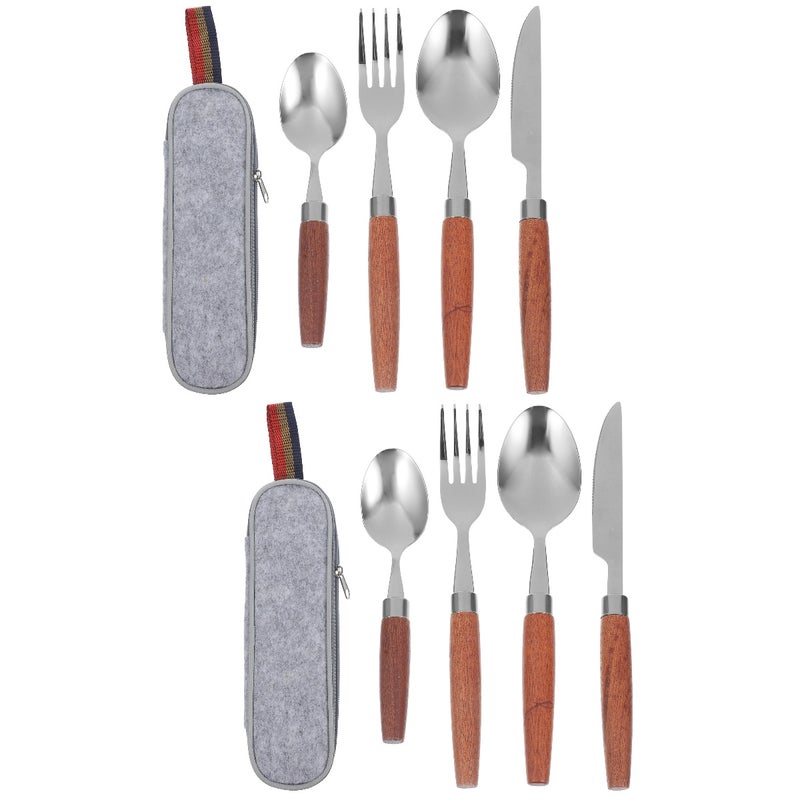 2 Sets of Kitchen Cutlery Fork Cutter Spoon Camp Dinnerware Kit Western Food Flatware - Image 1