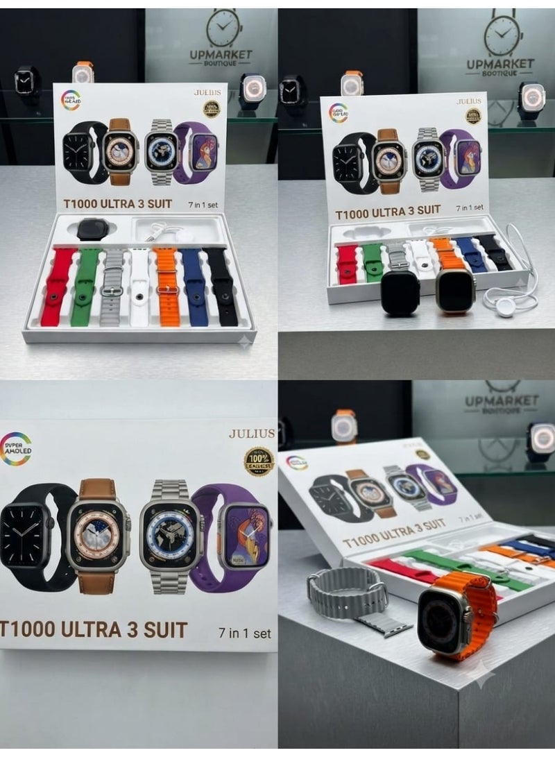 جوليوس ساعة ذكية JULIUS T1000 Ultra 3 بشاشة Super AMOLED، طقم 7 في 1 مع أحزمة قابلة للتبديل - Image 2