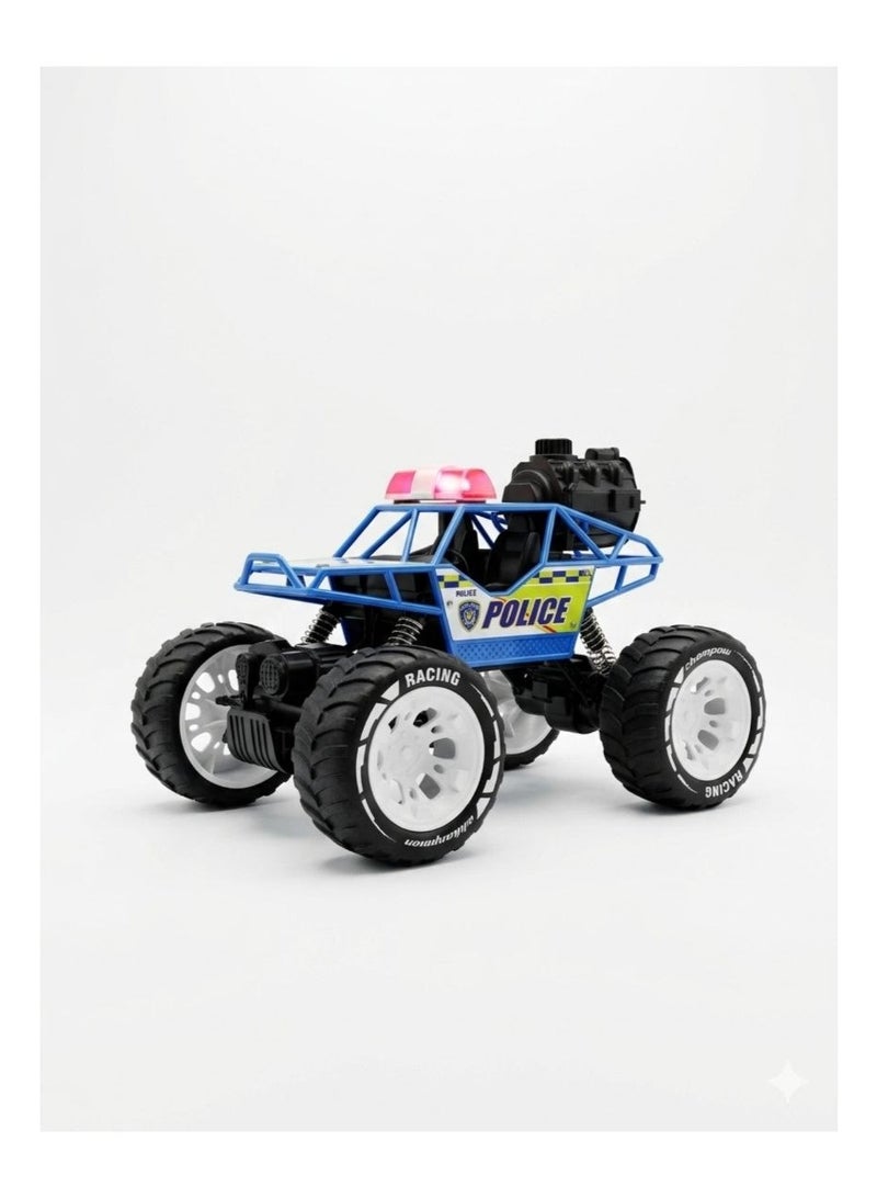 RC Police Car Remote Control Monster Truck Off-Road Vehicle Blue - Image 2