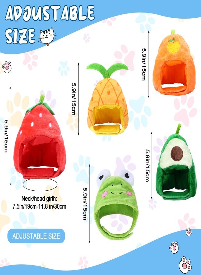 Weewooday 5 Pcs Cat Adorable Costume Bunny Hat with Ears Funny Mane Cat Hat for Pets and Small Dogs Kitten Puppy Party Costume Accessory Headwear(Avocado, Orange, Strawberry, Pineapple, Frog) - Image 3