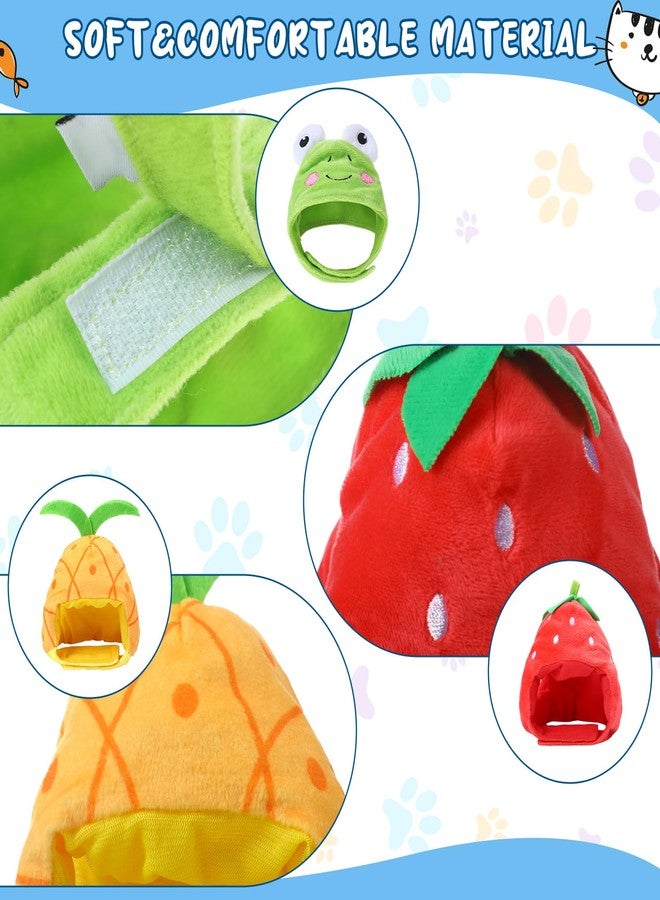 Weewooday 5 Pcs Cat Adorable Costume Bunny Hat with Ears Funny Mane Cat Hat for Pets and Small Dogs Kitten Puppy Party Costume Accessory Headwear(Avocado, Orange, Strawberry, Pineapple, Frog) - Image 2
