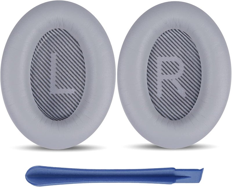 Proxima Direct Professional Replacement Ear Pads Cushions, Proxima Direct Earpads for Bose QuietComfort 35 / QC35 & QC35ii,Quiet Comfort 35 II (Bose QC35 II) and QC45, Shaped Scrims with L and R Lettering (Silver) - Image 1