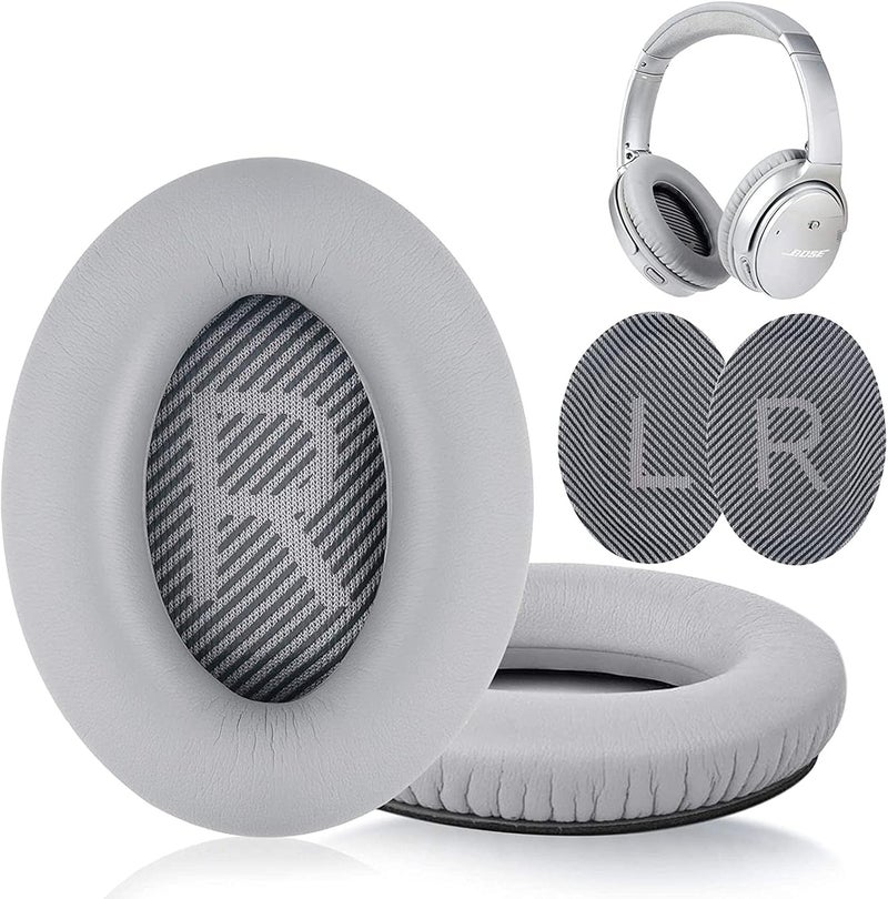 Proxima Direct Professional Replacement Ear Pads Cushions, Proxima Direct Earpads for Bose QuietComfort 35 / QC35 & QC35ii,Quiet Comfort 35 II (Bose QC35 II) and QC45, Shaped Scrims with L and R Lettering (Silver) - Image 3