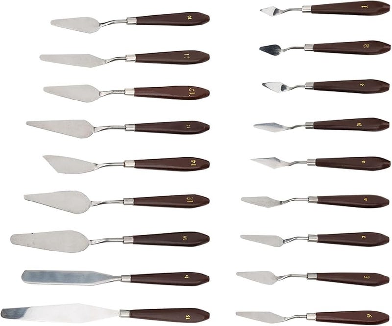 18 قطعة مجموعة سكاكين كاشط الطلاء بمقابض بلاستيكية، مجموعة أدوات الرسم الزيتي، مستلزمات فنية - Image 4