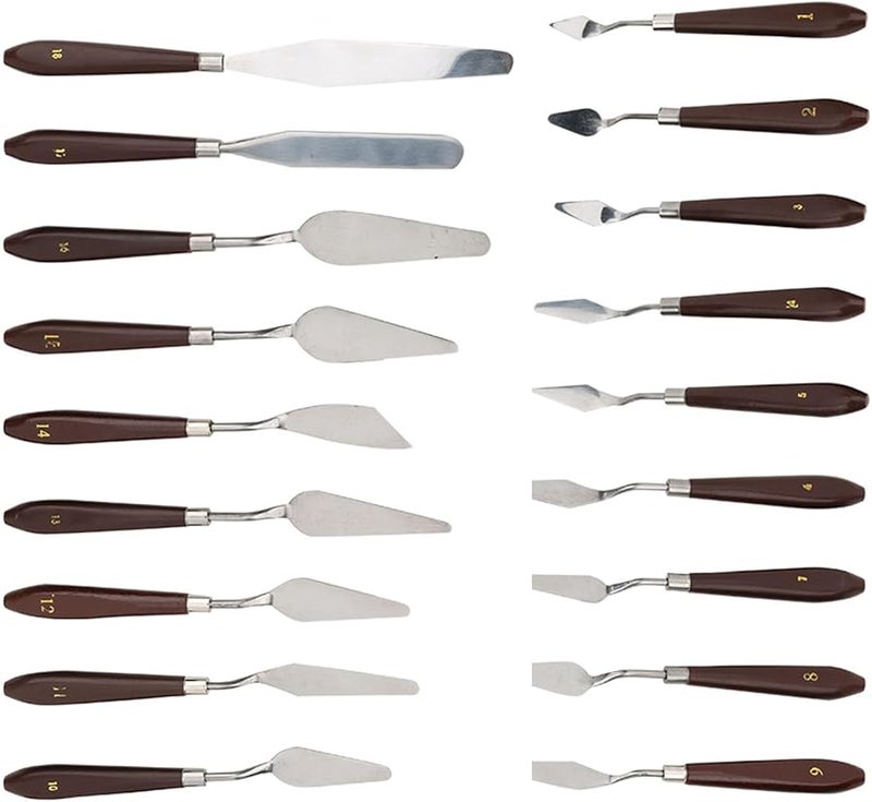 18 قطعة مجموعة سكاكين كاشط الطلاء بمقابض بلاستيكية، مجموعة أدوات الرسم الزيتي، مستلزمات فنية - Image 5