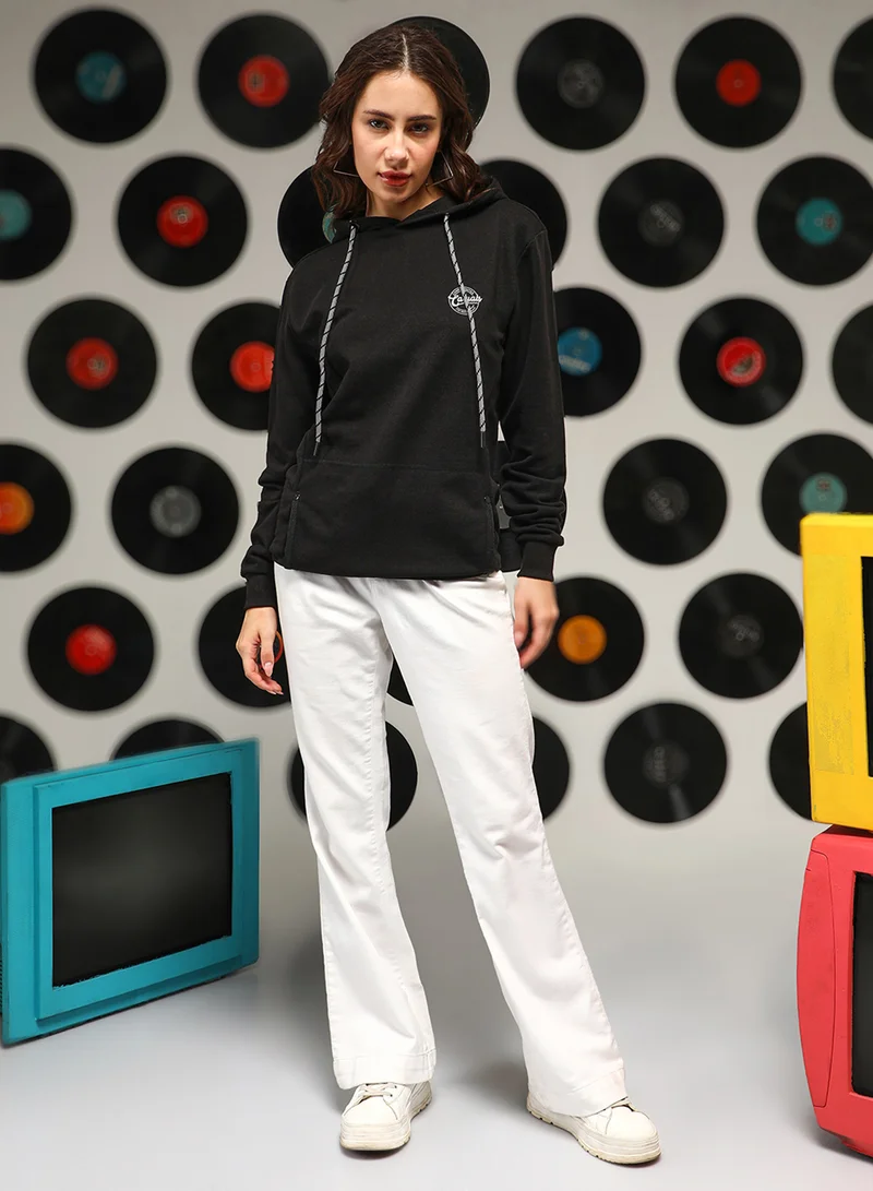 كامبوس سوترا Women's Onyx Black Relaxed Pullover Hoodie