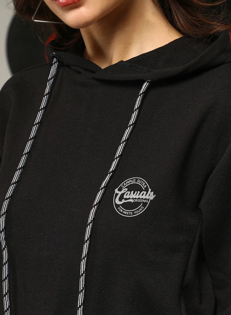 كامبوس سوترا Women's Onyx Black Relaxed Pullover Hoodie