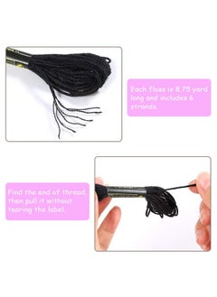 Pllieay 24 Skeins Friendship Bracelets Floss, Black And White Embroidery Cross Stitch Threads Cotton, Embroidery Floss With 12 Pieces Floss Bobbins For Halloween Knitting, Cross Stitch Project  - Image 3