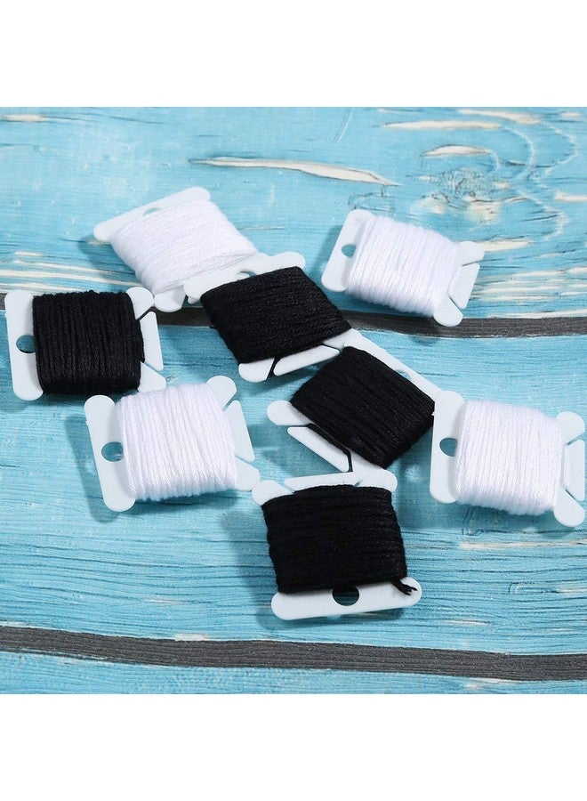 بليلي 24 خصلة من خيوط تطريز الأساور الصداقة، خيوط التطريز باللونين الأبيض والأسود من القطن، خيوط التطريز مع 12 قطعة من بكرات الخيط للحياكة في عيد الهالوين، مشروع التطريز المتقاطع - Image 5