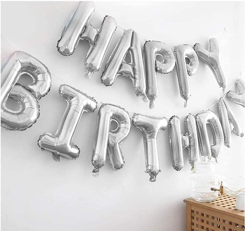 Crackles Happy Birthday Silver Foil Balloons in Capital Letters Upper Case for Birthday Decorations, Large (P-HBSB-65-IP) - Image 4