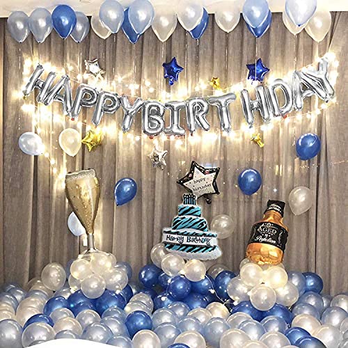 Crackles Happy Birthday Silver Foil Balloons in Capital Letters Upper Case for Birthday Decorations, Large (P-HBSB-65-IP) - Image 3