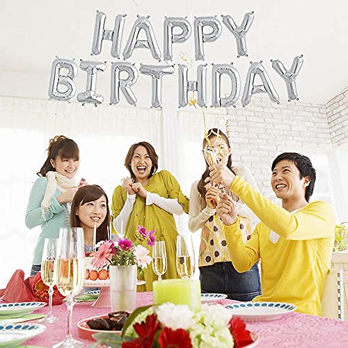 Crackles Happy Birthday Silver Foil Balloons in Capital Letters Upper Case for Birthday Decorations, Large (P-HBSB-65-IP) - Image 2