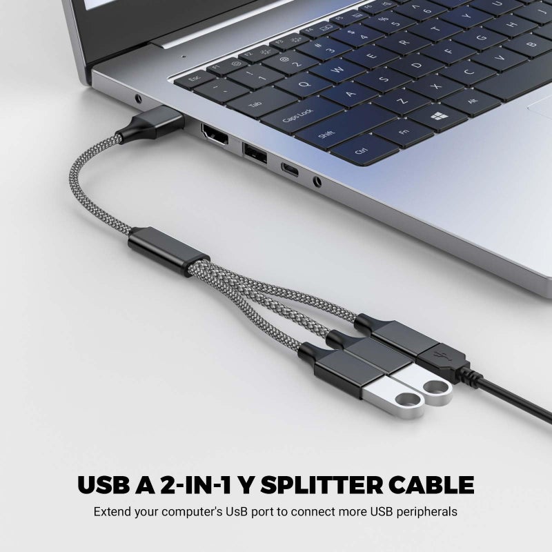 POHFP USB Y Splitter 1 in 3 Out (1Ft/30cm), USB Male to 3 Female Cable for PC/Laptop/MacBook/Keyboard/PS4/PS5/Flash Drive/LED Etc.(Black) - Image 2