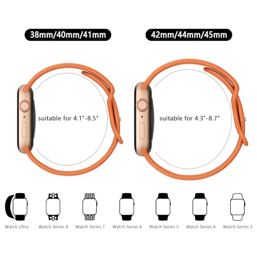 Tobfit Watch Strap Compatible with Apple Watch Series 8 7 6 5 4 3 2 1 SE 38 mm 42mm 40mm 44mm(Watch Not Included), Smartwatch band for Men Women, Strap for iWatch 8 7 6 5 4 3 2 1 (38mm, Orange) - Image 3