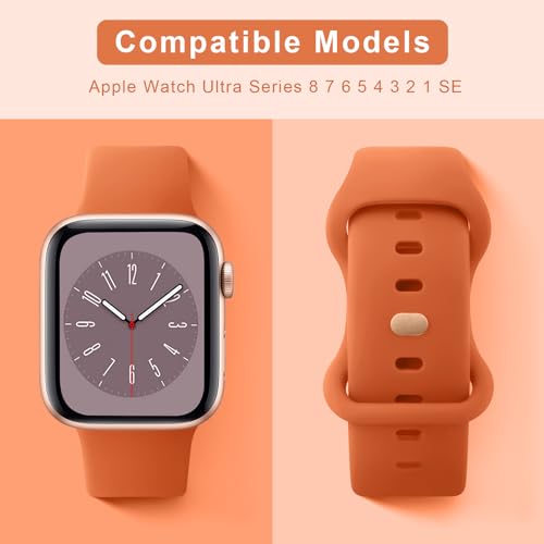 Tobfit Watch Strap Compatible with Apple Watch Series 8 7 6 5 4 3 2 1 SE 38 mm 42mm 40mm 44mm(Watch Not Included), Smartwatch band for Men Women, Strap for iWatch 8 7 6 5 4 3 2 1 (38mm, Orange) - Image 2