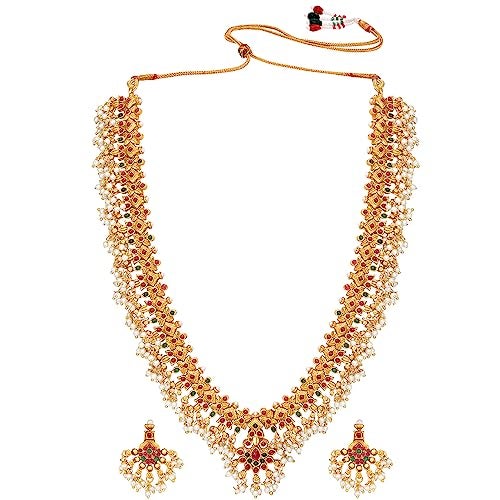 Peora Combo of Red Green Necklace Set with Red Green Waist Belt Gift for Women_1 - Image 2