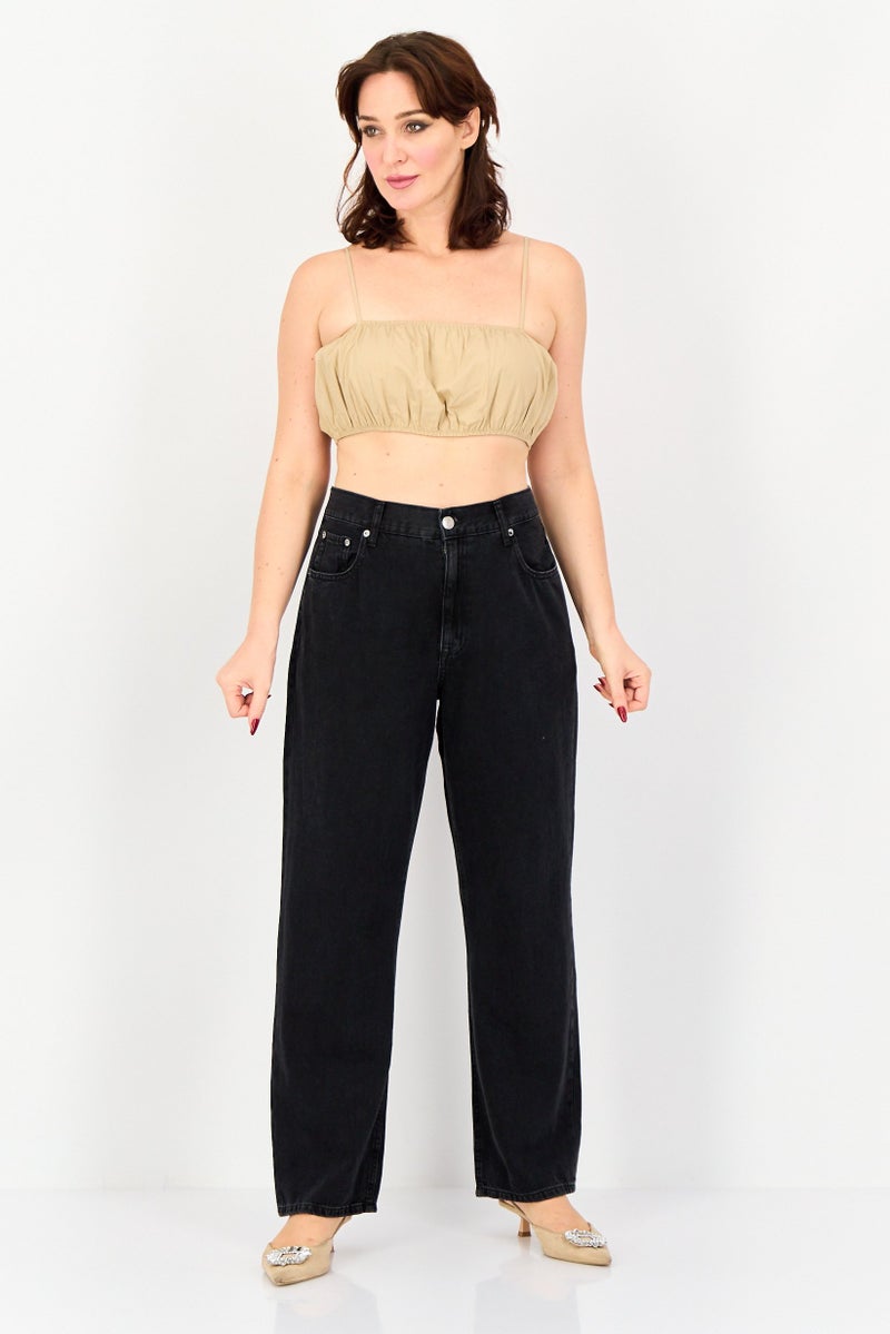 Lefties بلوزة نسائية بدون أكمام ذات ياقة مربعة، بيج داكن - Image 4