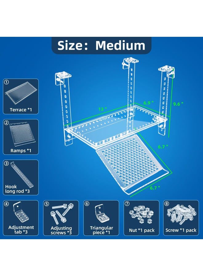 RunDuck Turtle Docks Large Adjustable Turtle Basking Platform for Aquatic Turtles, Design for Tanks 0.3"-2" Thick, Stable Construction,Slip-Resistant Ramp,Adjustable Ramp Direction (13'' x 6.9'') - Image 2