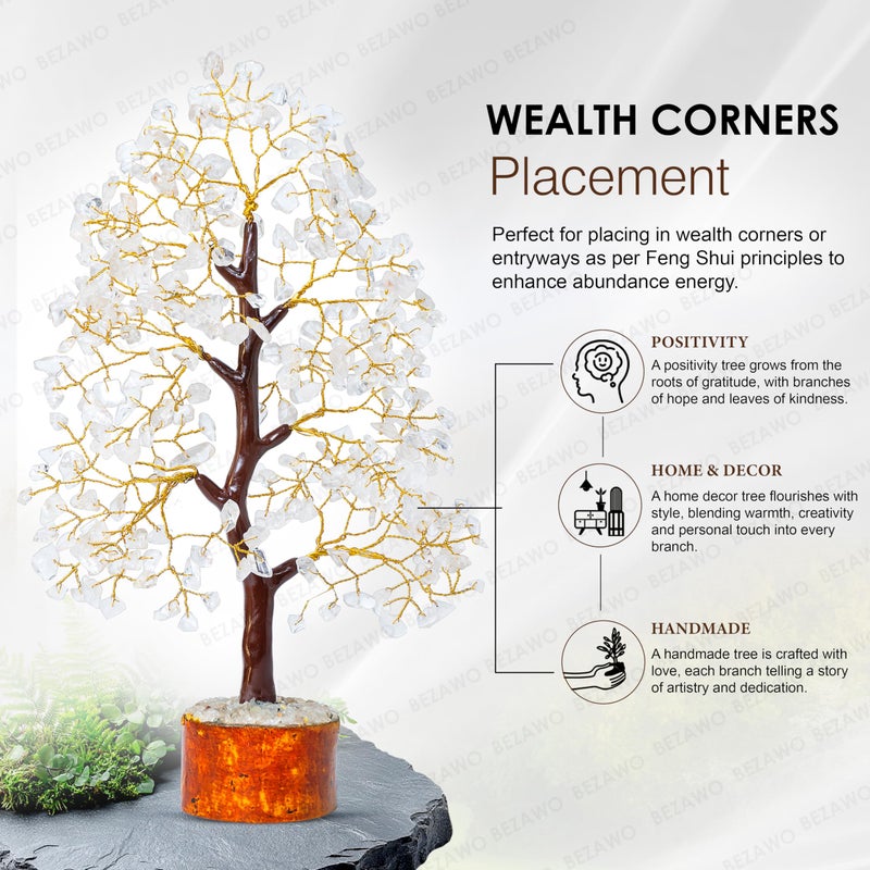 Crocon Clear Quartz Crystal Tree of Life - Chakra for Positive Energy, Feng Shui Decor - Gemstone Money Bonsai Tree, Good Luck Healing Crystals - Meditation Stones, Spiritual Unique Gift 10-12" - Image 5