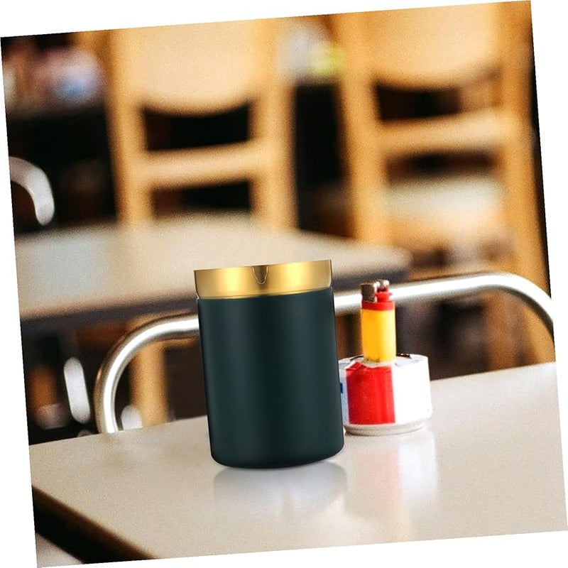 Stainless Steel Windproof Cigar Ashtray with Lid Portable for Home Office - Image 3
