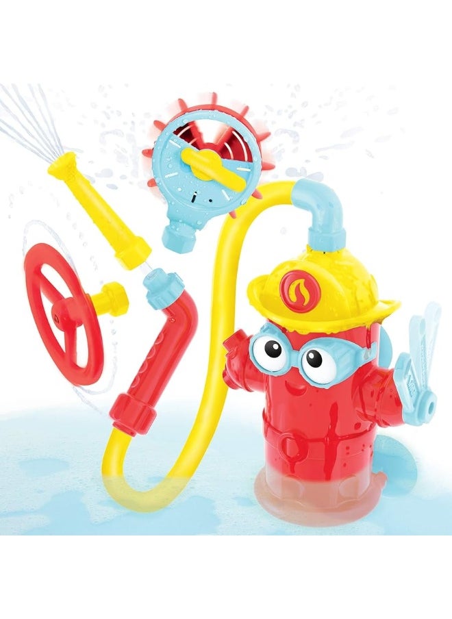 Yookidoo Fire Hydrant Bath Toy - Baby Bathtime Toy with Fire Hose and Three Spray Accessories - Spinning Gear and Googly Eyes for Bath Time Sensory Development
