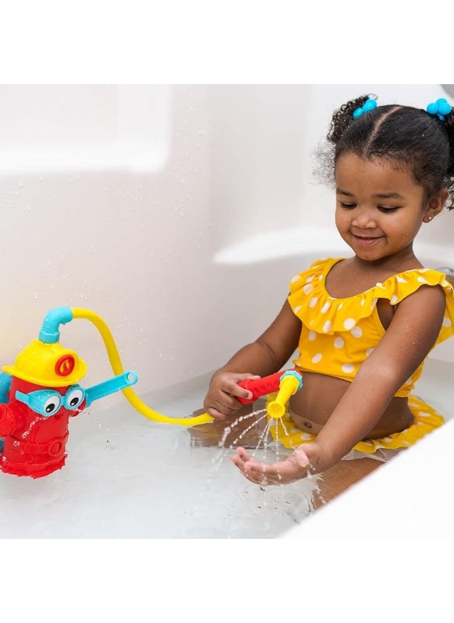 Yookidoo Fire Hydrant Bath Toy - Baby Bathtime Toy with Fire Hose and Three Spray Accessories - Spinning Gear and Googly Eyes for Bath Time Sensory Development