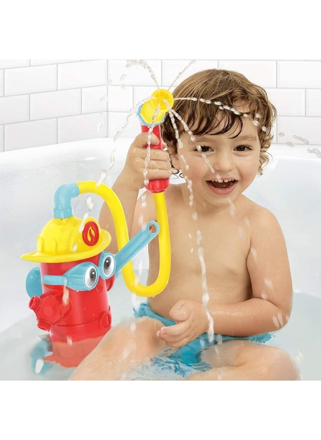 Yookidoo Fire Hydrant Bath Toy - Baby Bathtime Toy with Fire Hose and Three Spray Accessories - Spinning Gear and Googly Eyes for Bath Time Sensory Development