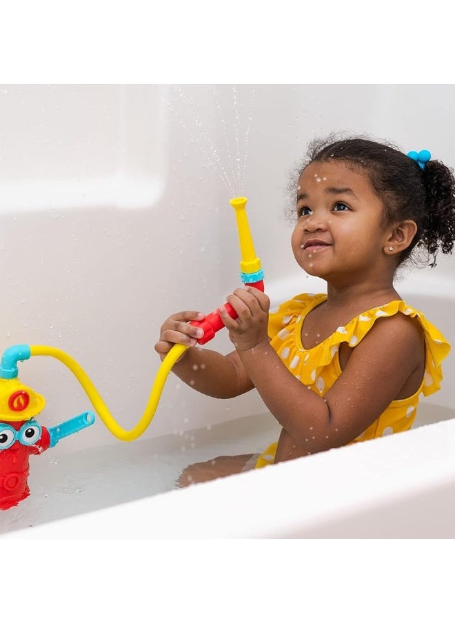 Yookidoo Fire Hydrant Bath Toy - Baby Bathtime Toy with Fire Hose and Three Spray Accessories - Spinning Gear and Googly Eyes for Bath Time Sensory Development