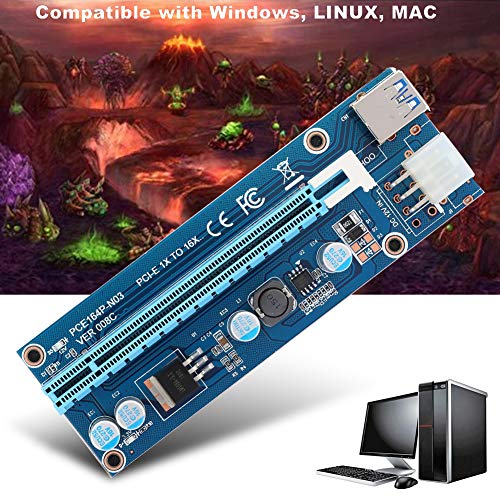 Richer-R محول رافع Richer-R Pci-e Express Extender، Mini PCI-E إلى PCI Express16x مع كابل طاقة SATA لبطاقة الفيديو للتعدين - Image 3