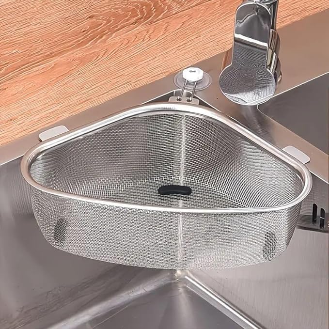 NIL JO Corner Sink StrainerKitchen Triangle Sink Strainer Stainless Steel Food Catcher Strainer for Kitchen Waste Vegetable Fruits - Image 1