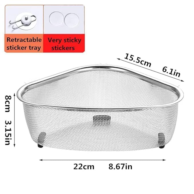 NIL JO Corner Sink StrainerKitchen Triangle Sink Strainer Stainless Steel Food Catcher Strainer for Kitchen Waste Vegetable Fruits - Image 3