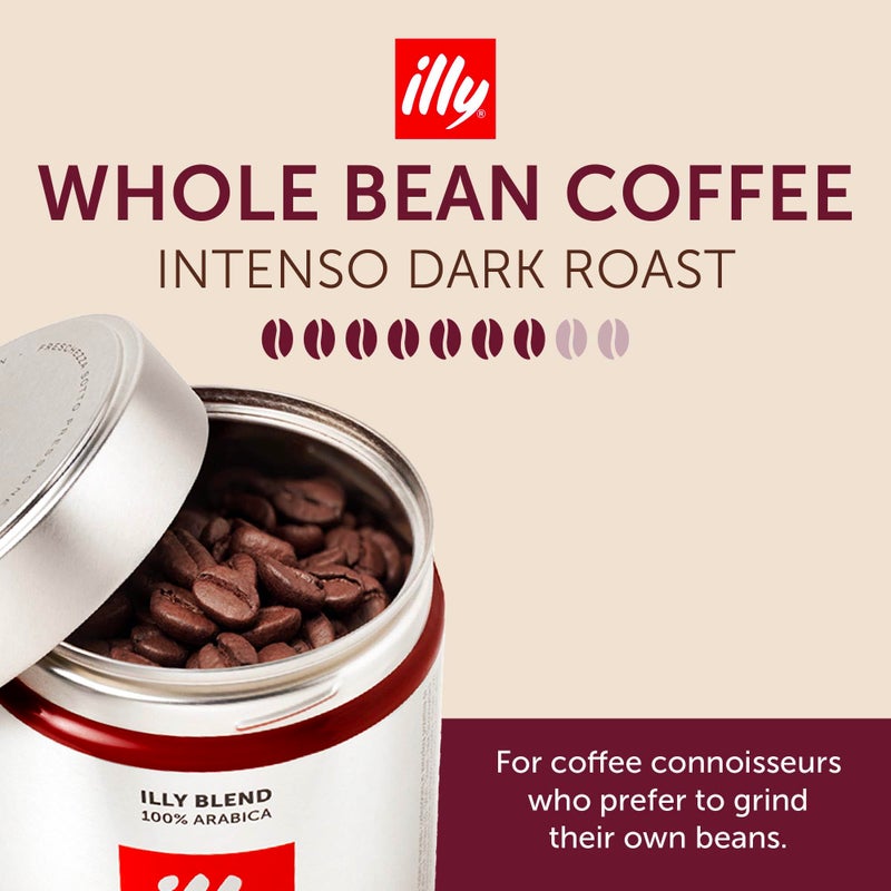 Illy Whole Bean Coffee, Intenso Bold Roast - Bold & Flavorful - 100% Arabica - Whole Beans - Pressurized Packaging Sealed for Freshness - 8.8oz can (Pack of 6) - Image 2