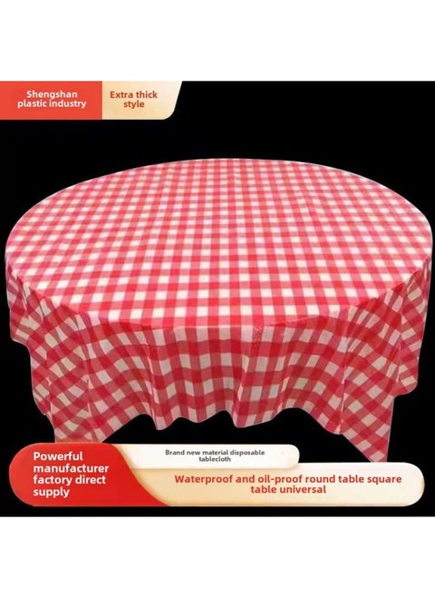 Factory Wholesale Disposable Thickened Tablecloth Net Red Plaid Picnic Mat Tablecloth Restaurant Hotel Round Tablecloth-Color:Simple Red And White Grid [new Material Thickening]]-Specifications:1.8 M * 1.8 M