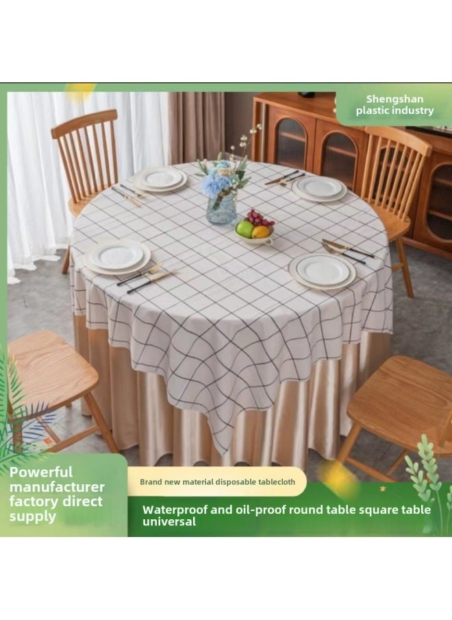 Generic - Factory Wholesale Disposable Thickened Tablecloth Net Red Plaid Picnic Mat Tablecloth Restaurant Hotel Round Tablecloth-Color:Simple Red And White Grid [new Material Thickening]]-Specifications:1.8 M * 1.8 M - Image 1