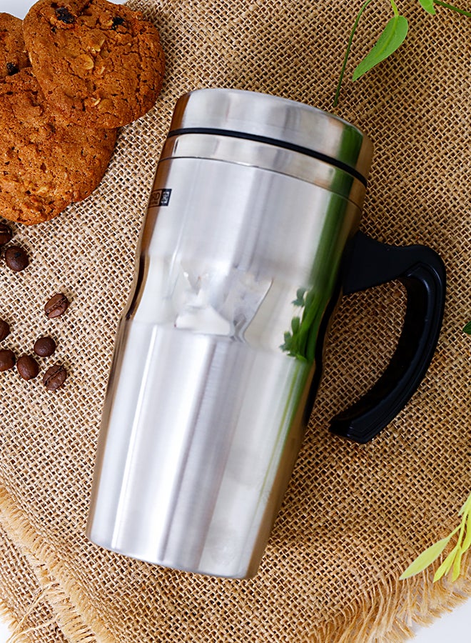 Royalford 480Ml Double Wall Stainless Steel Travel Mug Ss Inner Pot 12X9X18Cm Silver - Image 4