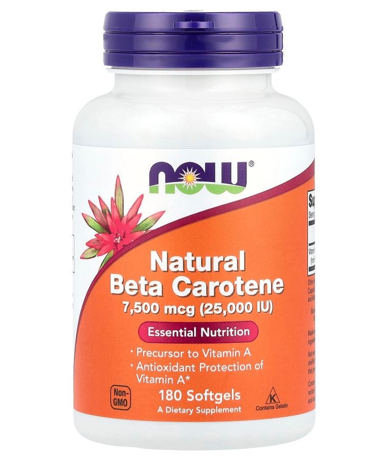 now Natural Beta Carotene 7500 mcg (25000 IU) 180 Softgels
