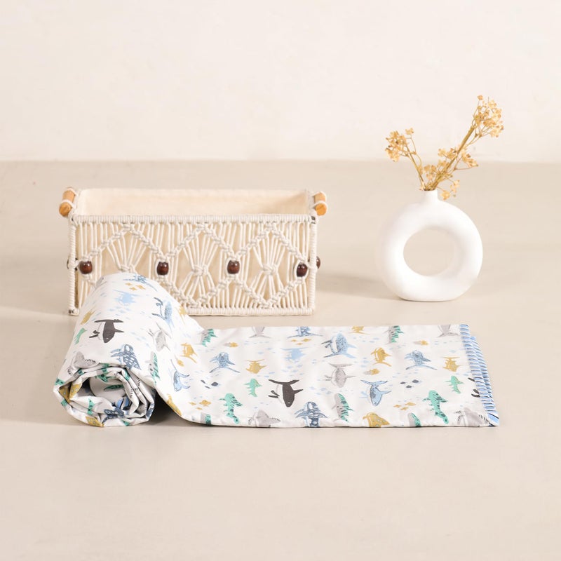 HOMEMONDE 100% Cotton Reversible Dohar for Newborn Baby Boy and Girl, 3 Layer Baby Dohar, Soft & Breathable, Ideal for All Seasons, 0-4 Years, Size- 48" x 48" (122 cm x 122 cm) - Baby Blue Hunter - Image 1