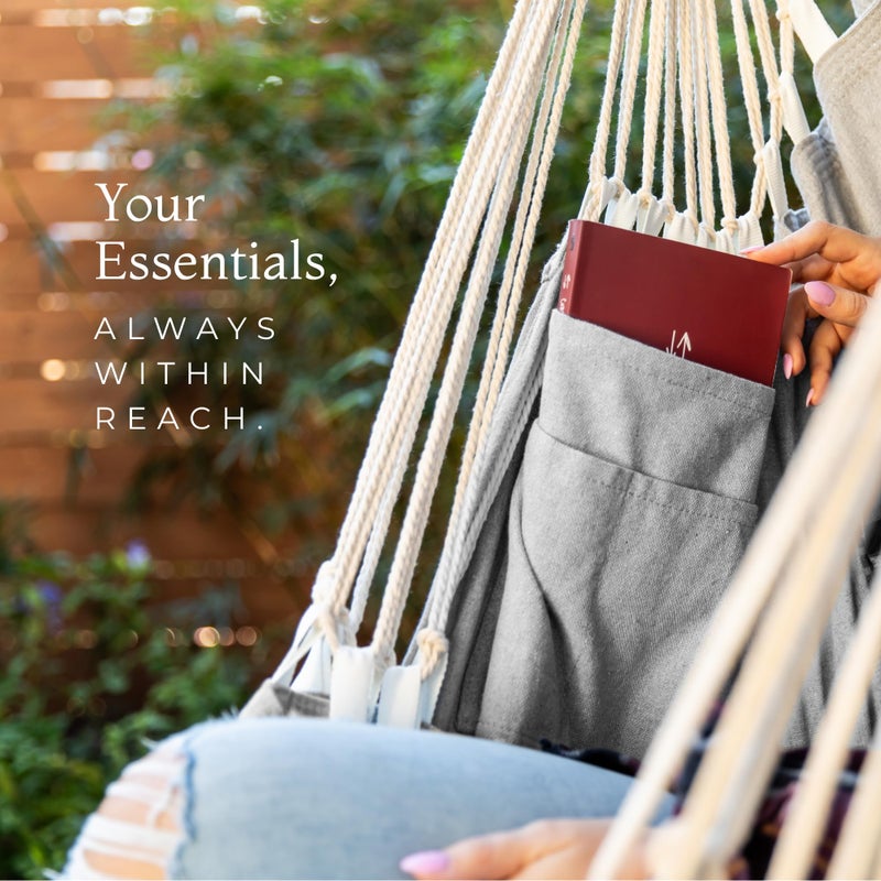EXTIRIO Hanging Hammock Chair Swing - Hammock Swing Chair with Foot Rest - Indoor/Outdoor Hanging Chair - Quick & Easy Setup with Durable Hardware â€“ Spacious Full Body Support â€“ Holds 440 Lbs - Image 5