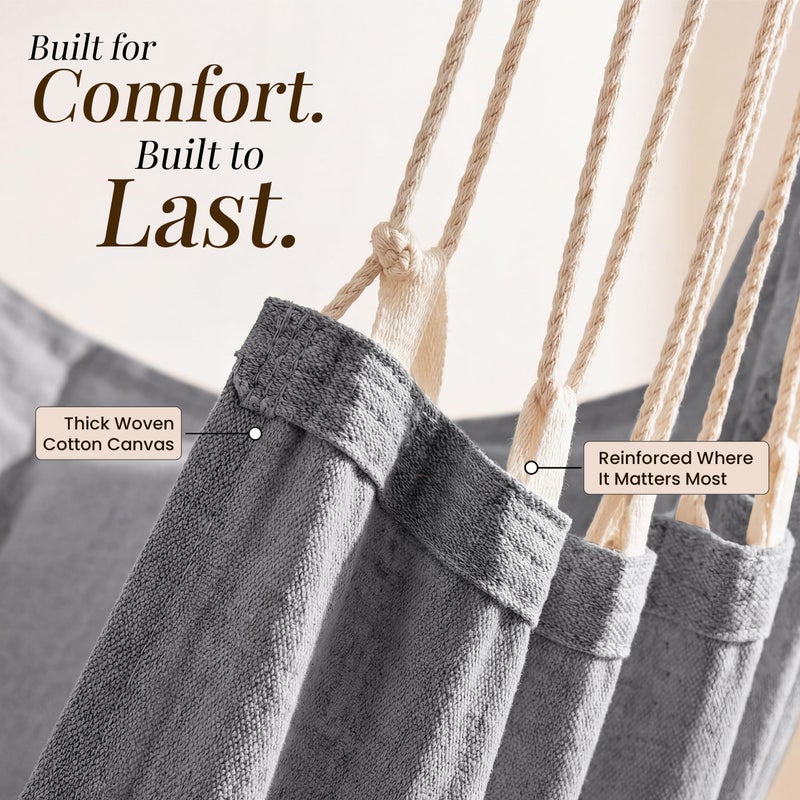 EXTIRIO Hanging Hammock Chair Swing - Hammock Swing Chair with Foot Rest - Indoor/Outdoor Hanging Chair - Quick & Easy Setup with Durable Hardware â€“ Spacious Full Body Support â€“ Holds 440 Lbs - Image 4